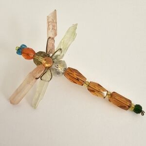 Vintage Handmade Crystal Colorful Dragon Fly Brooch